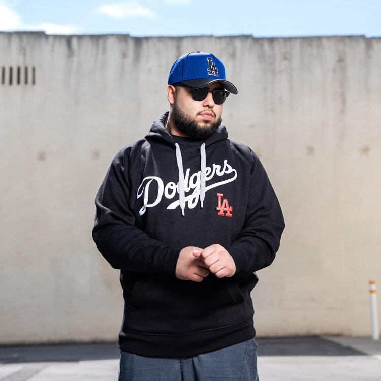 Antigua LA Dodgers Pullover Hoodie Black w/Red LA