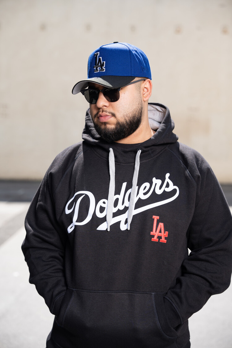 Antigua LA Dodgers Pullover Hoodie Black w/Red LA