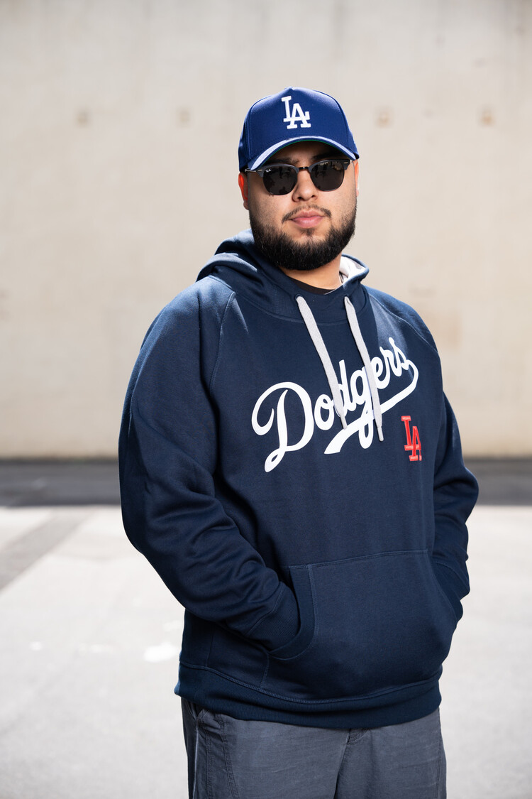 Antigua LA Dodgers Pullover Hoodie Navy w/Red LA