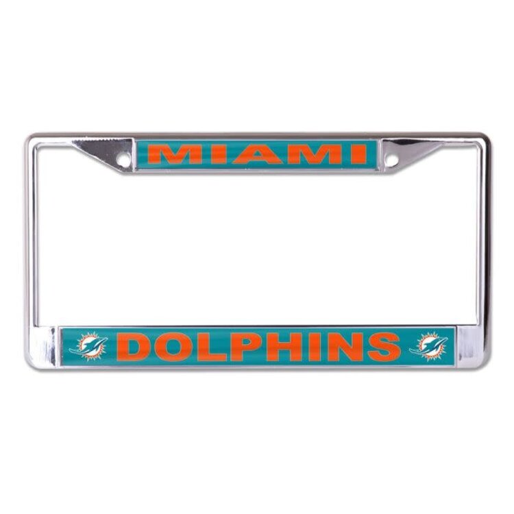 Wincraft Dolphins Chrome Team Color Acrylic Inserts License Plate Frame