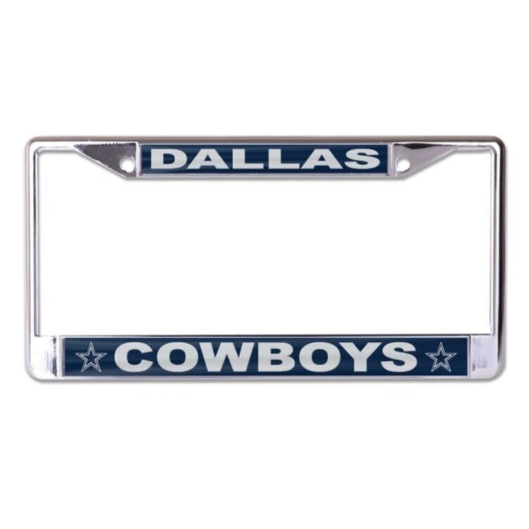 Wincraft Cowboys Chrome Team Color Stars Silver Acrylic Inserts License Plate Frame