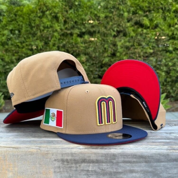 New Era Mexico Khaki/ Navy "M" w/Flag 950 Snapback