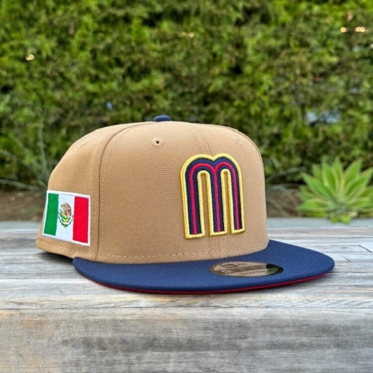 New Era Mexico Khaki/ Navy "M" w/Flag 950 Snapback