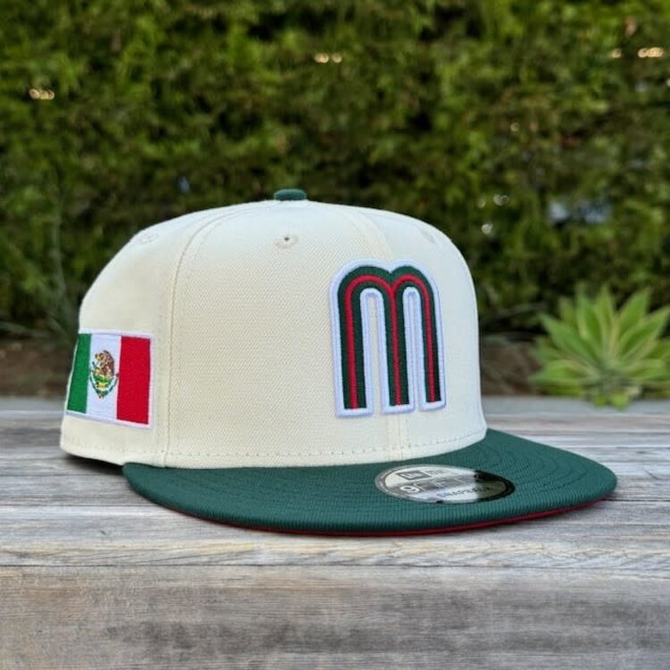 New Era Mexico Ivory/ Dark Green "M" w/Flag 950 Snapback