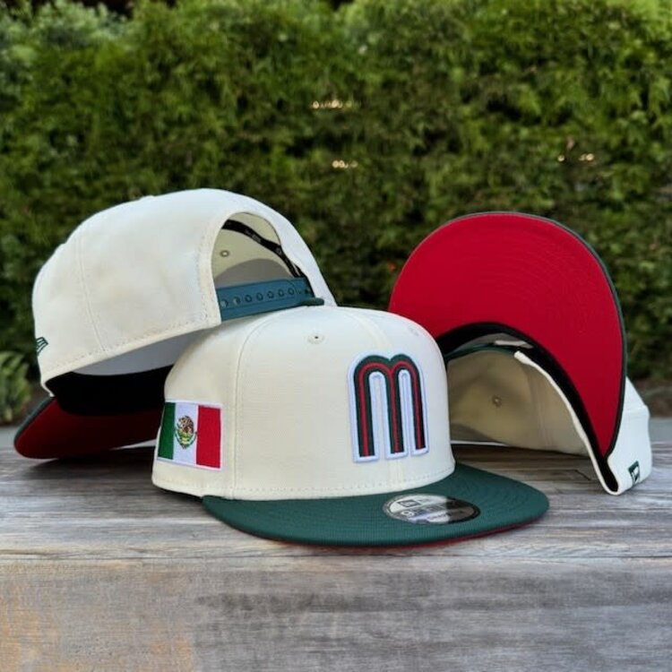 New Era Mexico Ivory/ Dark Green "M" w/Flag 950 Snapback