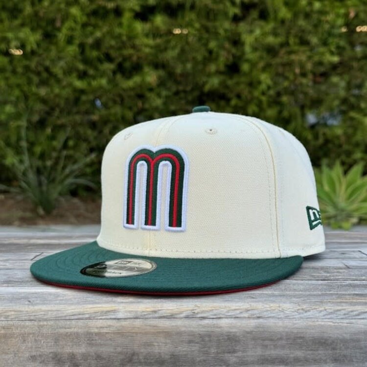 New Era Mexico Ivory/ Dark Green "M" w/Flag 950 Snapback