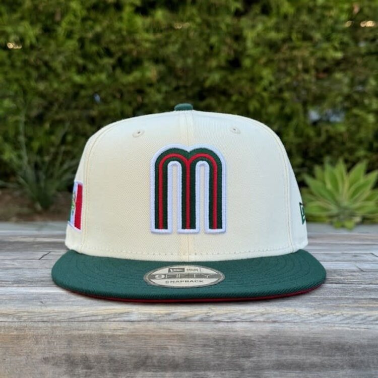 New Era Mexico Ivory/ Dark Green "M" w/Flag 950 Snapback