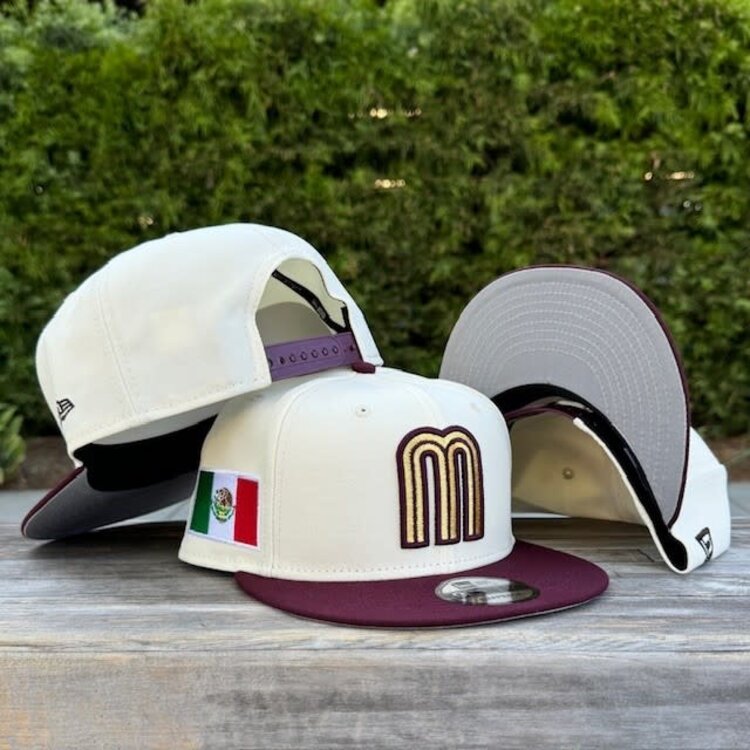 New Era Mexico Ivory/ Maroon "M" w/Flag 950 Snapback