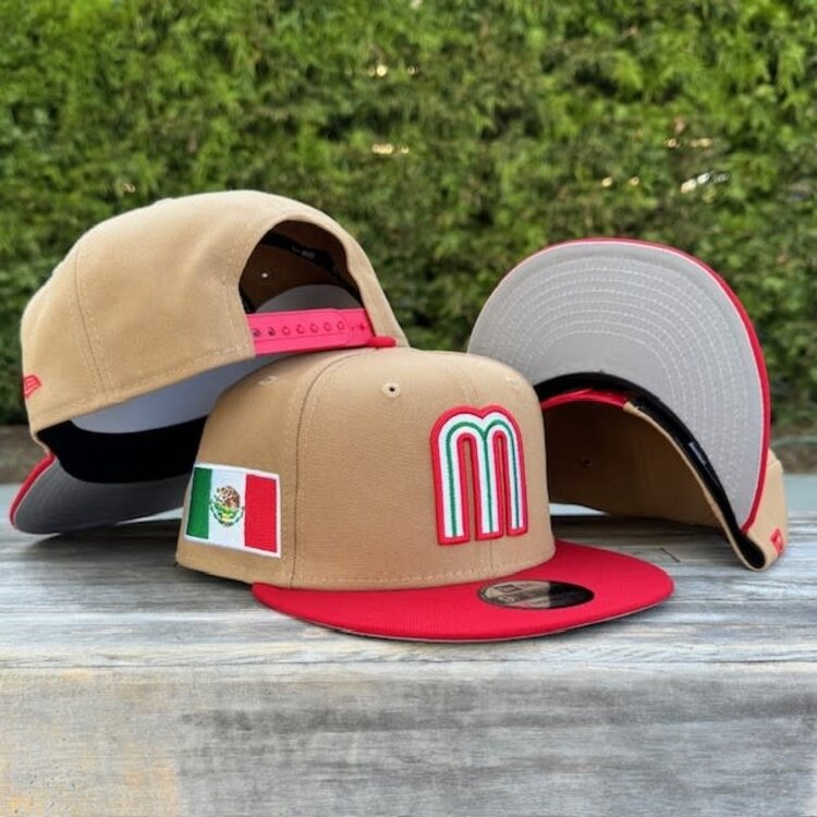 New Era Mexico Khaki/ Red "M" w/Flag 950 Snapback