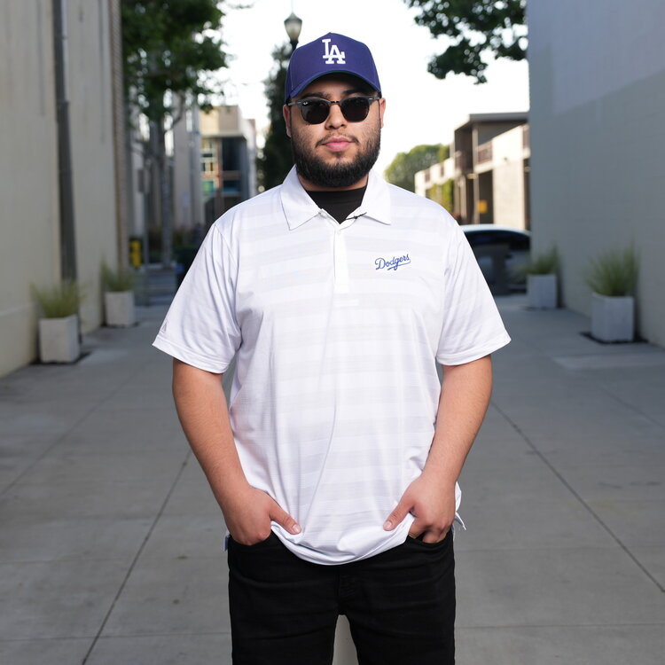 Antigua Dodgers M Polo Compass White
