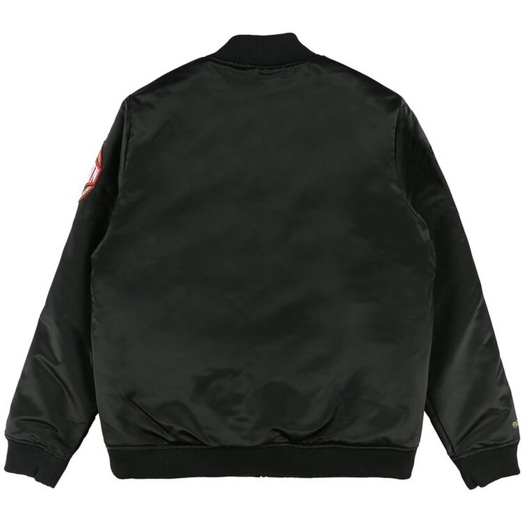 Mitchell and Ness LA Lakers M&N NBA Flight Satin Bomber Jacket Army Black