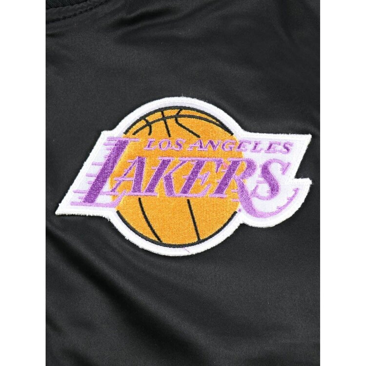 Mitchell and Ness LA Lakers M&N NBA Flight Satin Bomber Jacket Army Black