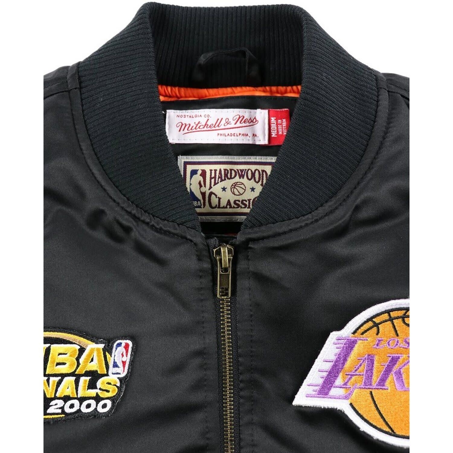 LA Lakers M&N NBA Flight Satin Bomber Jacket Army Black - The