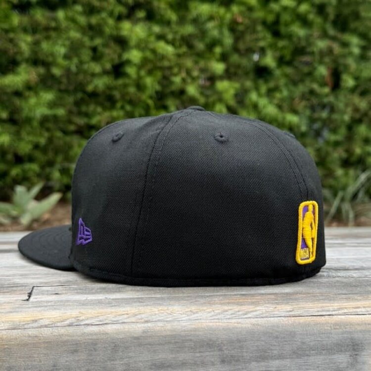 New Era Lakers Black Purple Script