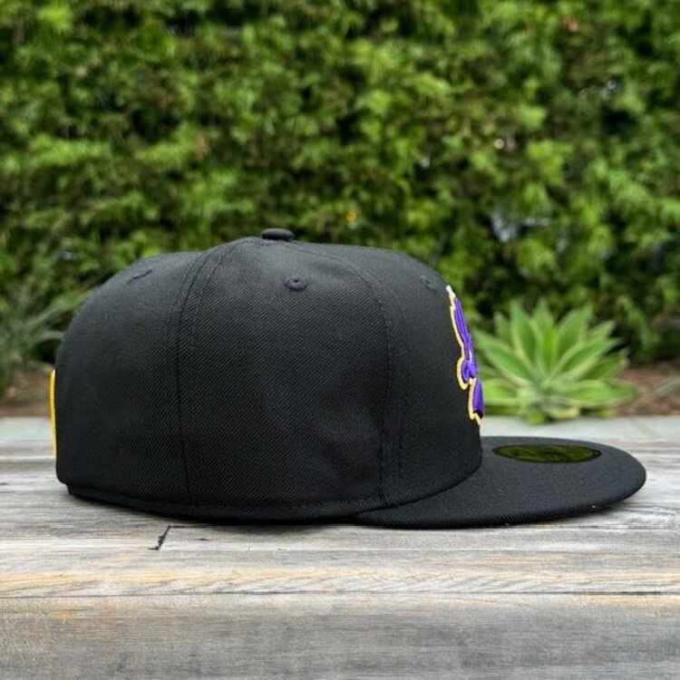 New Era Lakers Black Purple Script