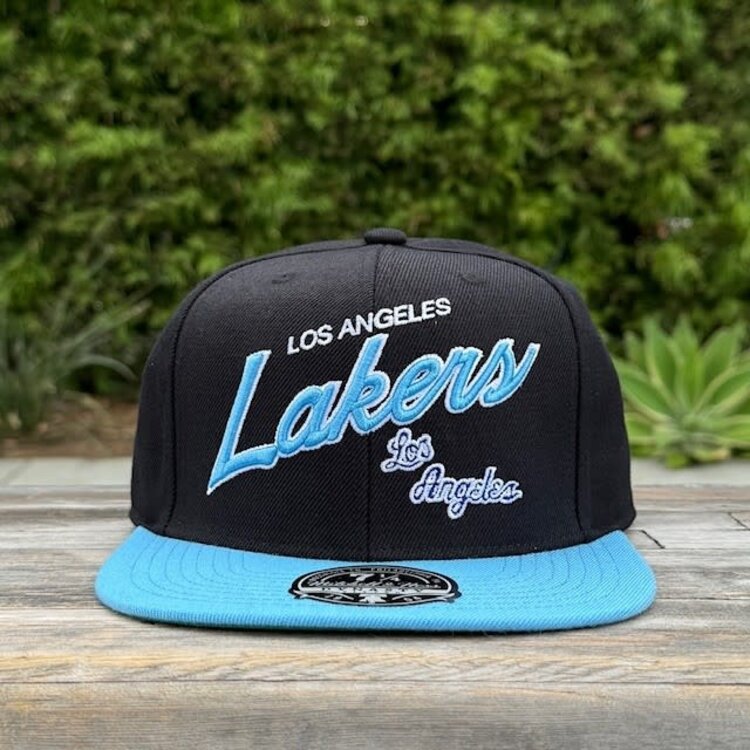 Mitchell and Ness Lakers 2T Script 2.0 Black/ Light Blue
