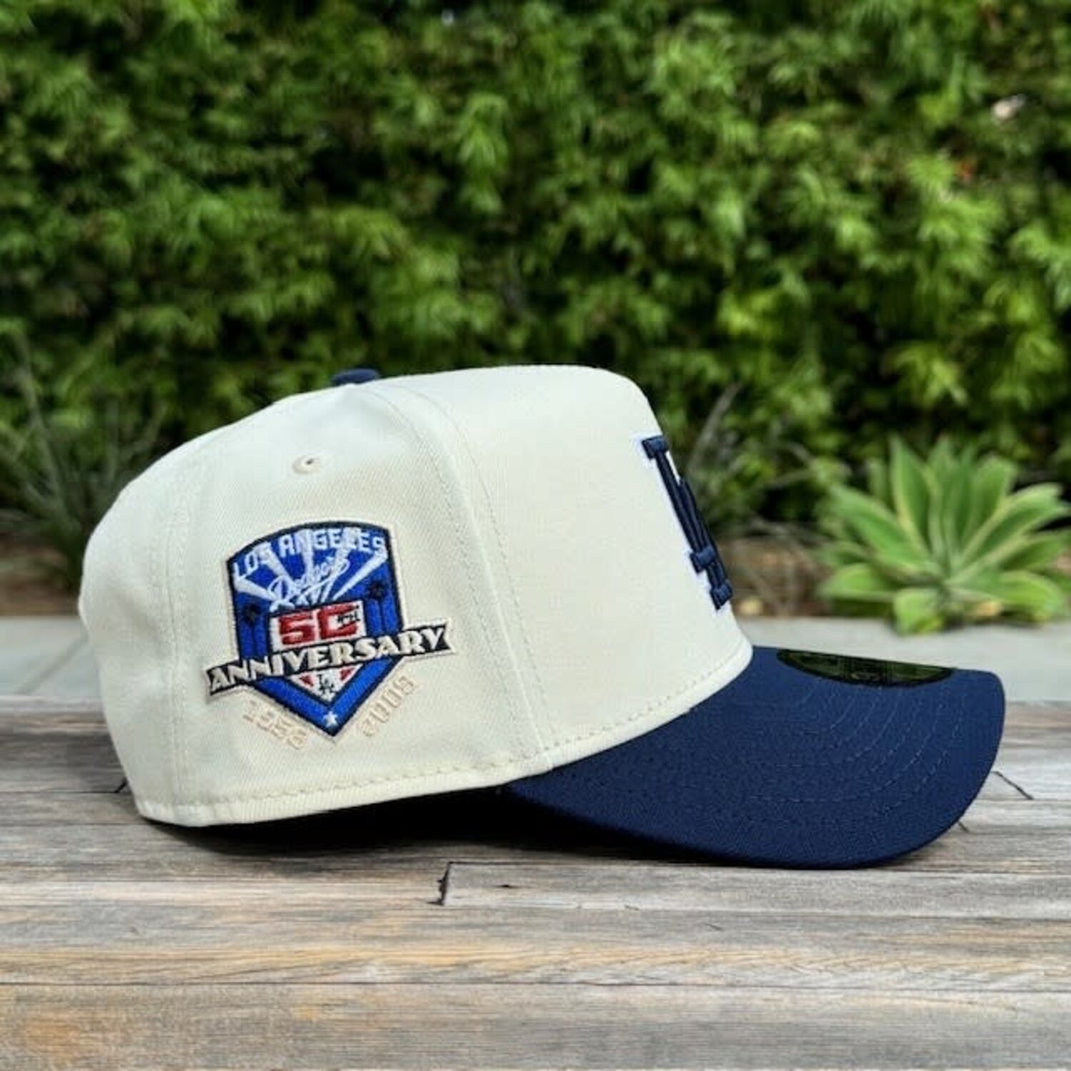 LA Dodgers Ivory/Navy 50th Anniv Gray UV 940 AF Snapback - The