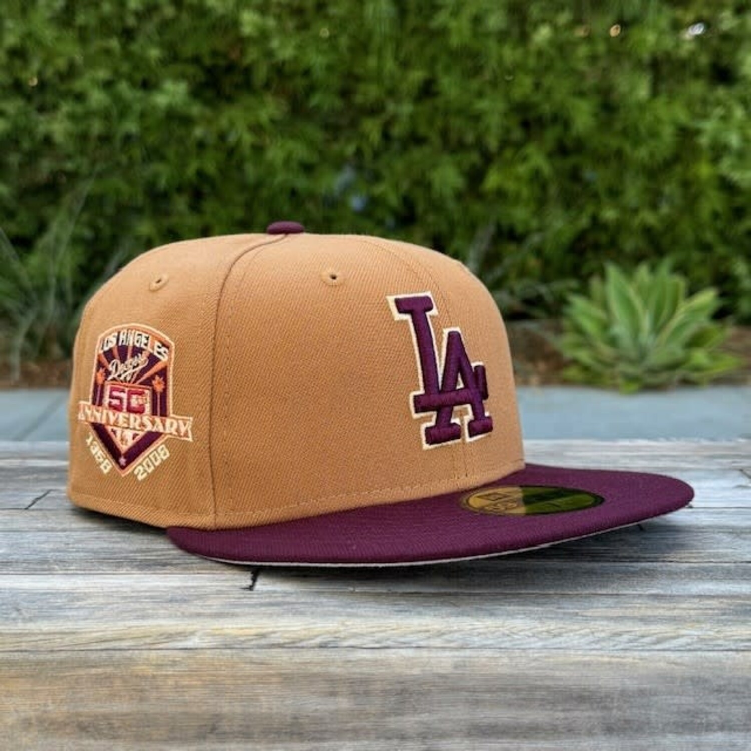 LA Dodgers Bronze/Maroon 50th Anniv 5950 Fitted - The Locker Room