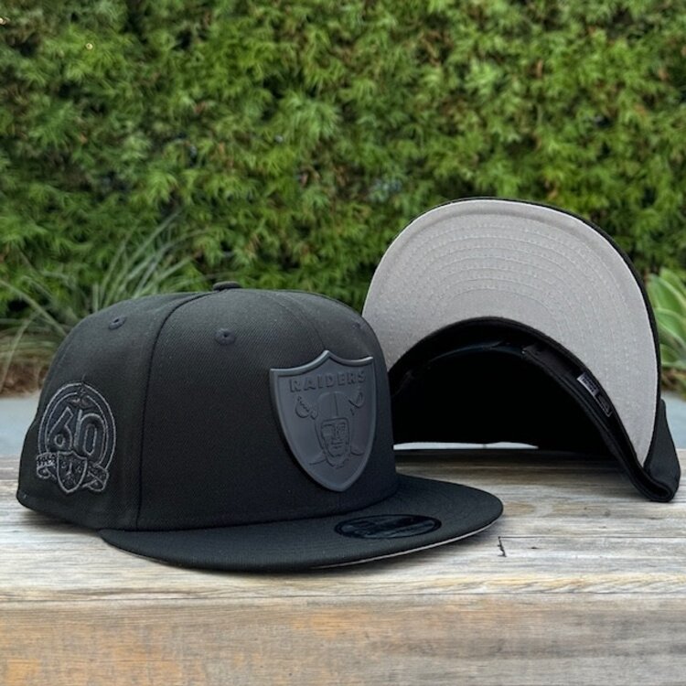 New Era Raiders Black Black Metal Logo 60th Anniv 950 Snapback