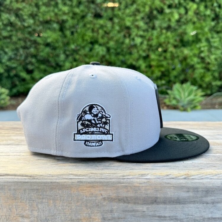 New Era Raiders Gray/Black Black Metal Logo Pro Bowl 950 Snapback