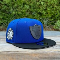 New Era Raiders Royal/Black Black Metal Logo 60th Anniv 950 Snapback