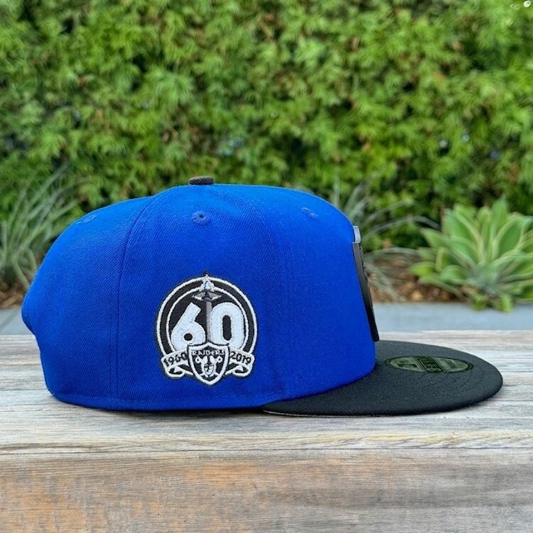 New Era Raiders Royal/Black Black Metal Logo 60th Anniv 950 Snapback