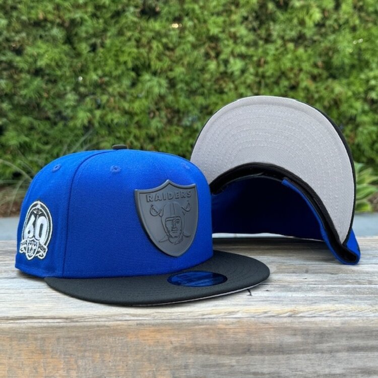 New Era Raiders Royal/Black Black Metal Logo 60th Anniv 950 Snapback