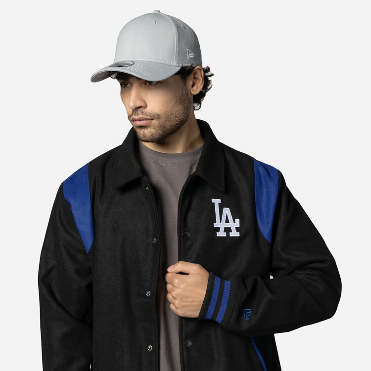 New Era Dodgers Men's NE Varsity Wool Button Snap Jacket Black/Royal