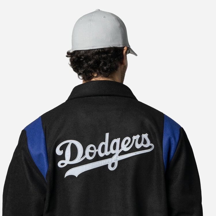 New Era Dodgers Men's NE Varsity Wool Button Snap Jacket Black/Royal