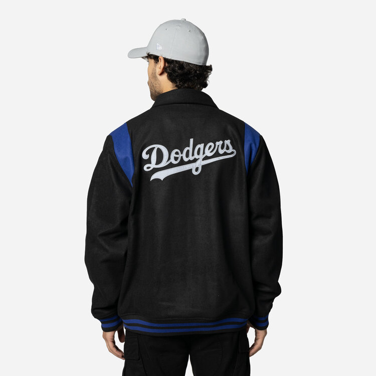 New Era Dodgers Men's NE Varsity Wool Button Snap Jacket Black/Royal