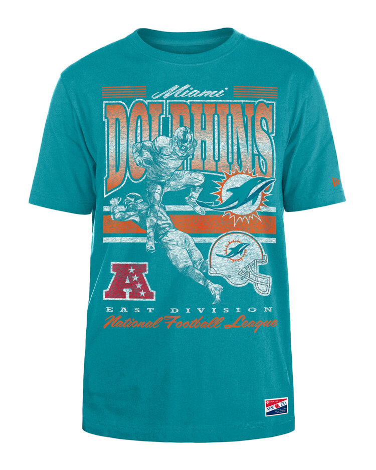 New Era Dolphins Men's NE Retro NFL Player Aqua SS Tee