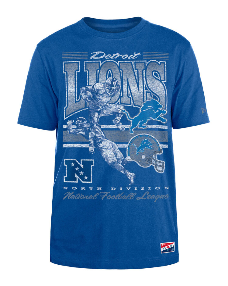 New Era Lions Men's NE Retro NFL Player Royal SS Tee