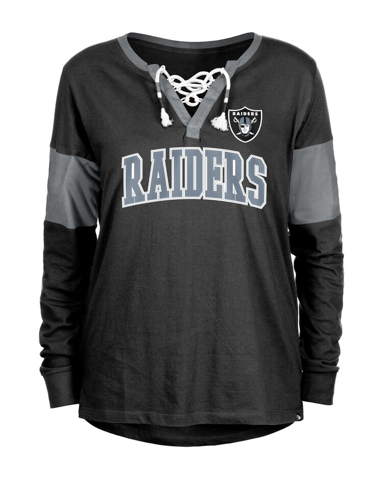 New Era Raiders Women's NE Arch Laces Black L/S Tee
