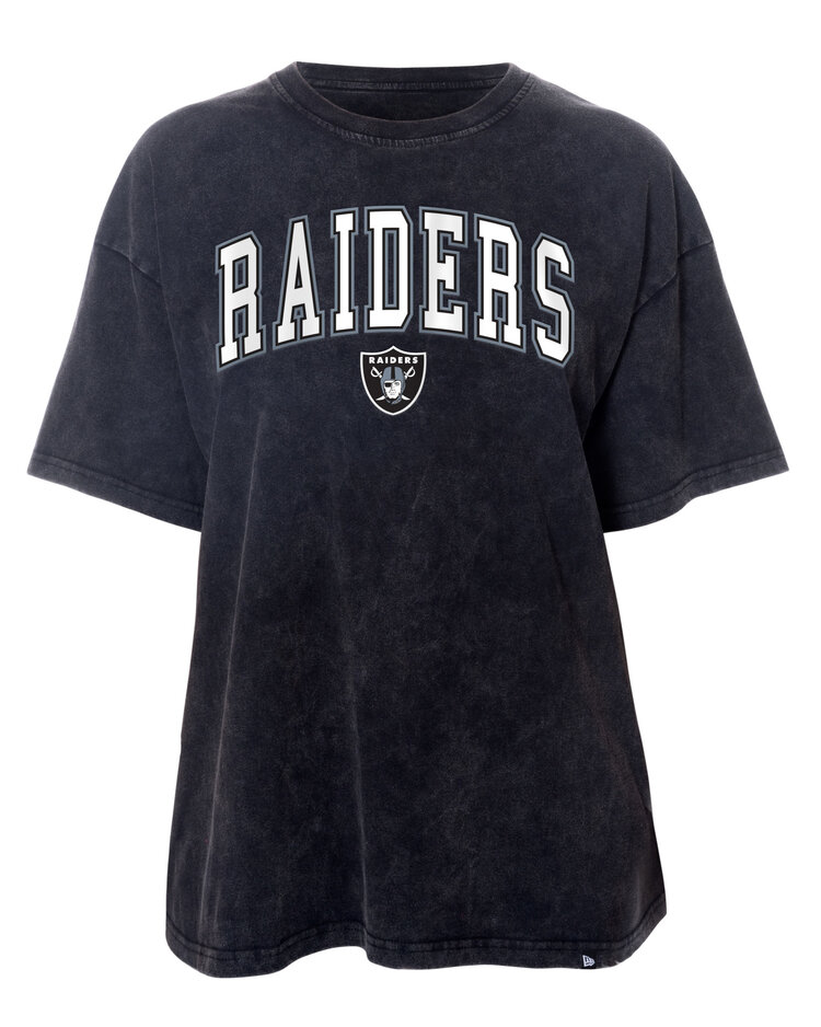 New Era Raiders Women's NE Block Arch Black Mineral Wash SS Crew Tee