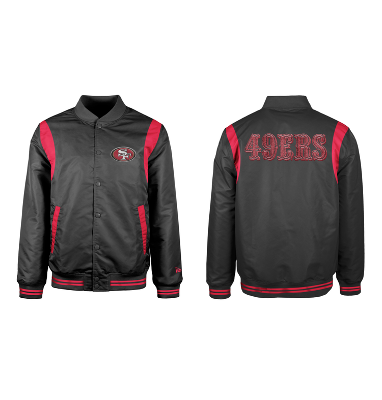 New Era 49ers Men's NE Varsity Wool Button Snap Jacket Black/Red