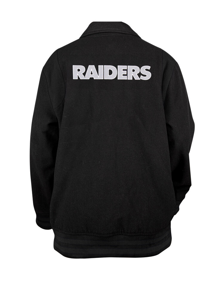 New Era Raiders Men's NE Varsity Wool Button Snap Jacket Black