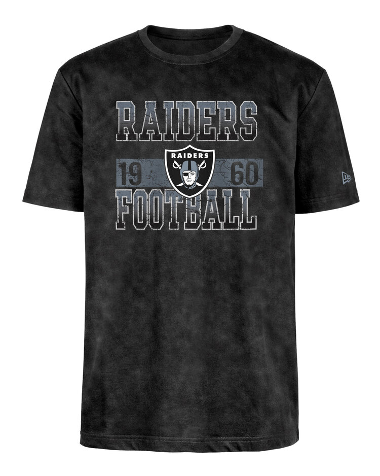 New Era Raiders Men's NE Block + 1960 Black Mineral Wash SS Tee