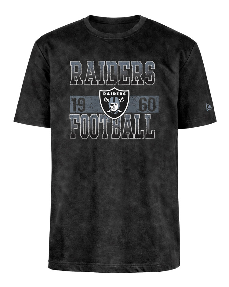 New Era Raiders Men's NE Block + 1960 Black Mineral Wash SS Tee