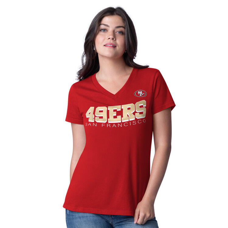 G-III SF 49ers Women's G-III Strategy Red V-Neck Tee