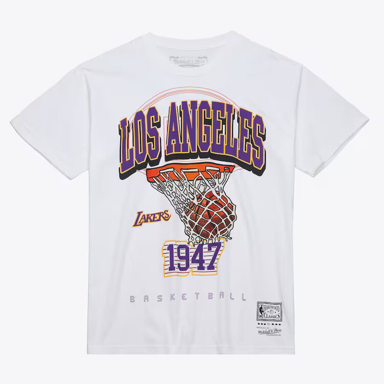 Mitchell and Ness LA Lakers M&N Swagger Graphic Tee White