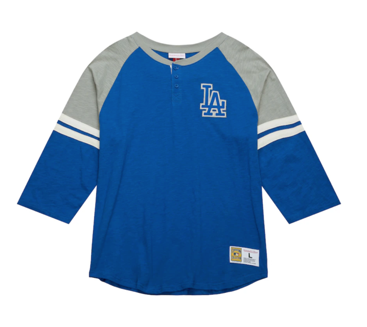Mitchell and Ness LA Dodgers M&N Legendary Slub Henley Vintage Logo