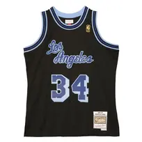 Mitchell and Ness LA Lakers Men's M&N 1996-97 Shaquille O'Neal #34 Reload Black/Blue Swingman Jersey