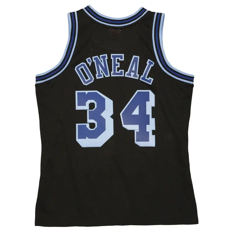 Mitchell and Ness LA Lakers Men's M&N 1996-97 Shaquille O'Neal #34 Reload Black/Blue Swingman Jersey