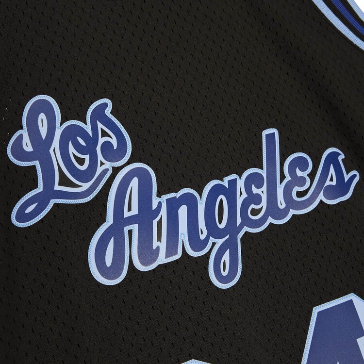Mitchell and Ness LA Lakers Men's M&N 1996-97 Shaquille O'Neal #34 Reload Black/Blue Swingman Jersey
