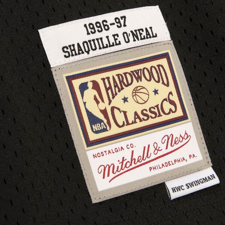 Mitchell and Ness LA Lakers Men's M&N 1996-97 Shaquille O'Neal #34 Reload Black/Blue Swingman Jersey