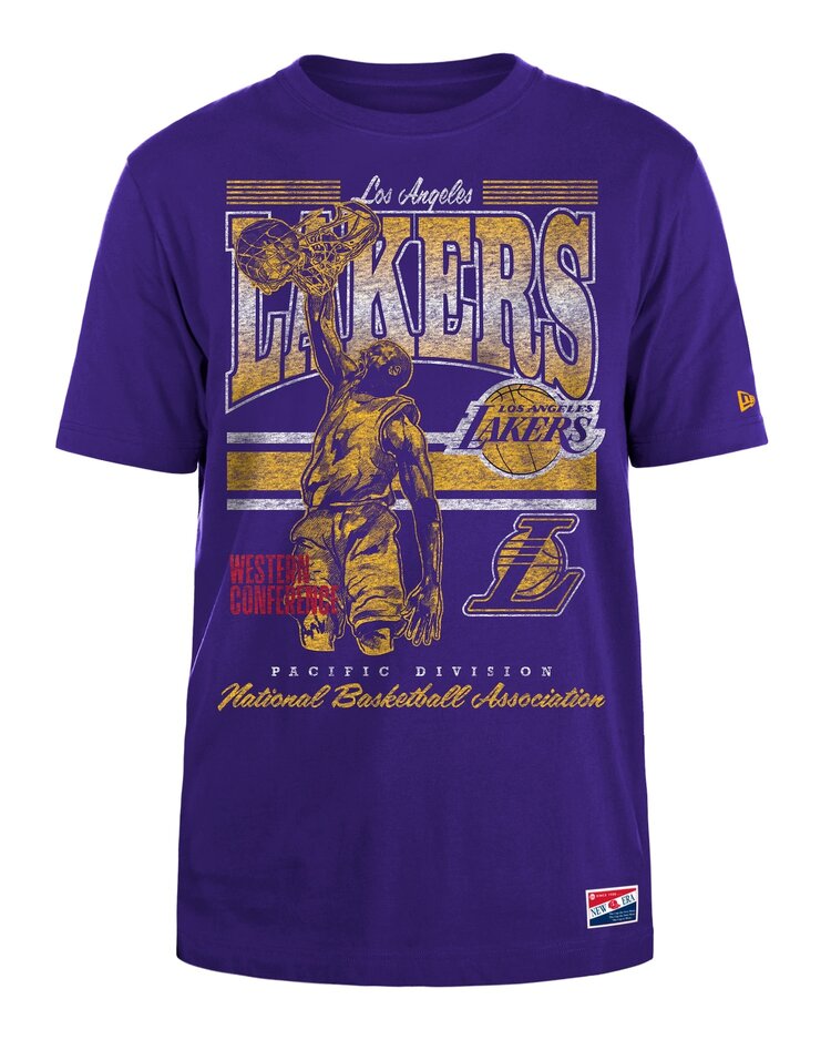 New Era Lakers Men's NE Retro Ball Player Purple SS Tee