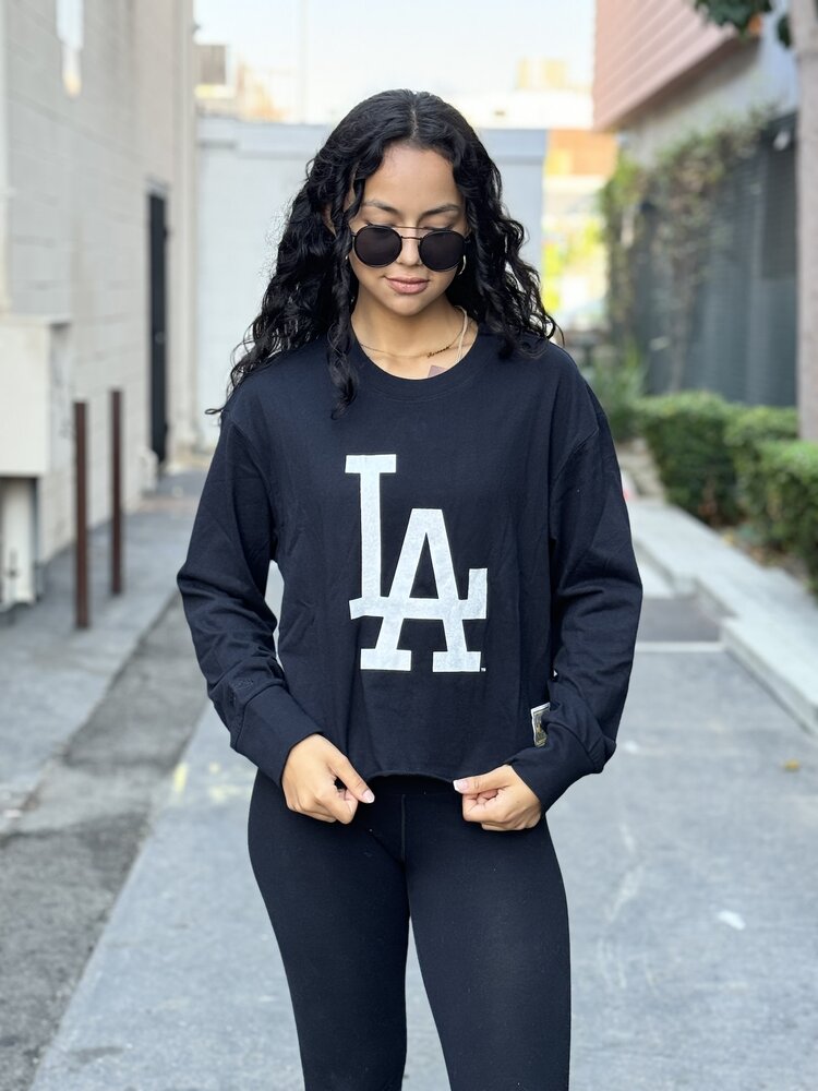 Mitchell and Ness Dodgers Women's M&N Glitter Crop Crewneck