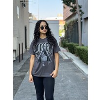 Mitchell and Ness Dodgers Women's M&N Logo Gray Boyfriend Tee