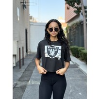 New Era Raiders Women's NE Primary Logo Foil Black Crew SS Crop Tee