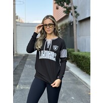 New Era Raiders Women's NE Arch Laces Black L/S Tee